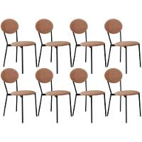 Kit 08 Cadeiras Estofada Para Sala De Jantar Azuri Preto C01 Veludo Bege - Lyam Decor - 1