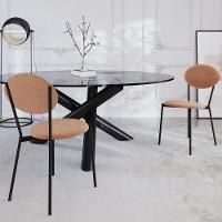 Kit 08 Cadeiras Estofada Para Sala De Jantar Azuri Preto C01 Veludo Bege - Lyam Decor - 2