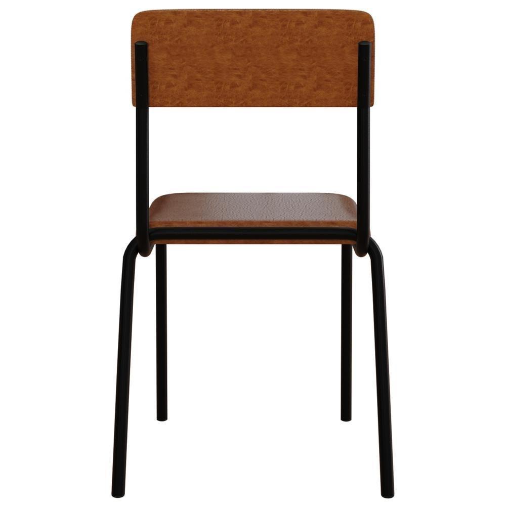 Kit 08 Cadeiras Estofada Para Sala De Jantar Sense Preto C01 Courino Caramelo - Lyam Decor - 7