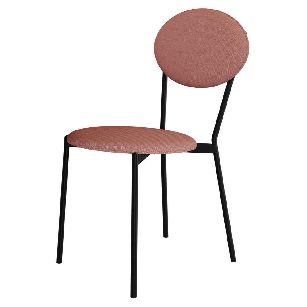 Kit 08 Cadeiras Estofada Para Sala De Jantar Azuri Preto C01 Linho Rosê - Lyam Decor - 8