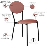 Kit 08 Cadeiras Estofada Para Sala De Jantar Azuri Preto C01 Linho Rosê - Lyam Decor