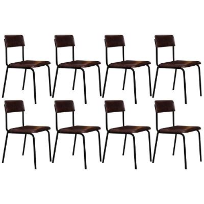 Kit 08 Cadeiras Estofada Para Sala De Jantar Sense Preto C01 Courino Café - Lyam Decor