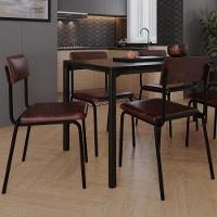 Kit 08 Cadeiras Estofada Para Sala De Jantar Sense Preto C01 Courino Café - Lyam Decor - 2