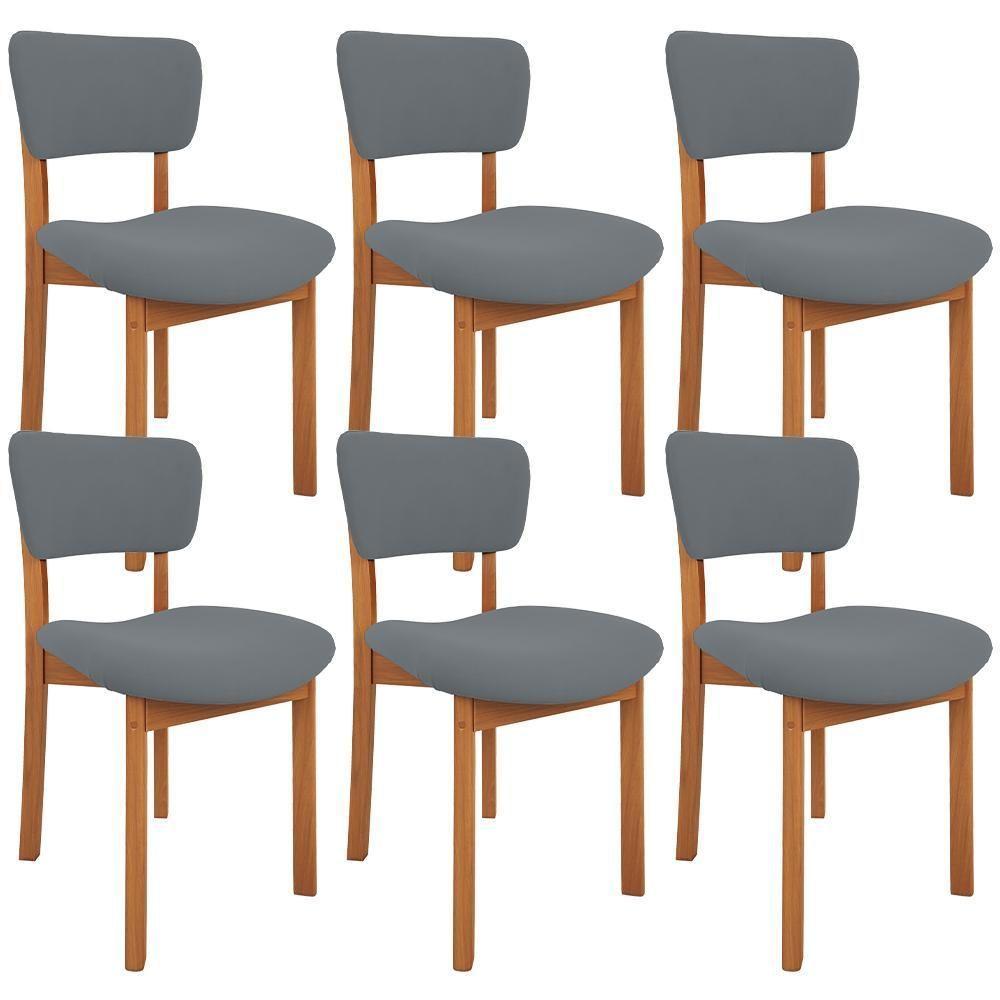 Kit 06 Cadeiras Para Sala De Jantar Cozinha Living Estofada Dara L02 Suede Cinza - Lyam Decor - 1