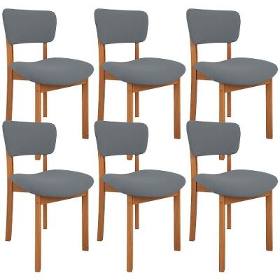 Kit 06 Cadeiras Para Sala De Jantar Cozinha Living Estofada Dara L02 Suede Cinza - Lyam Decor