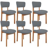 Kit 06 Cadeiras Para Sala De Jantar Cozinha Living Estofada Dara L02 Suede Cinza - Lyam Decor - 1