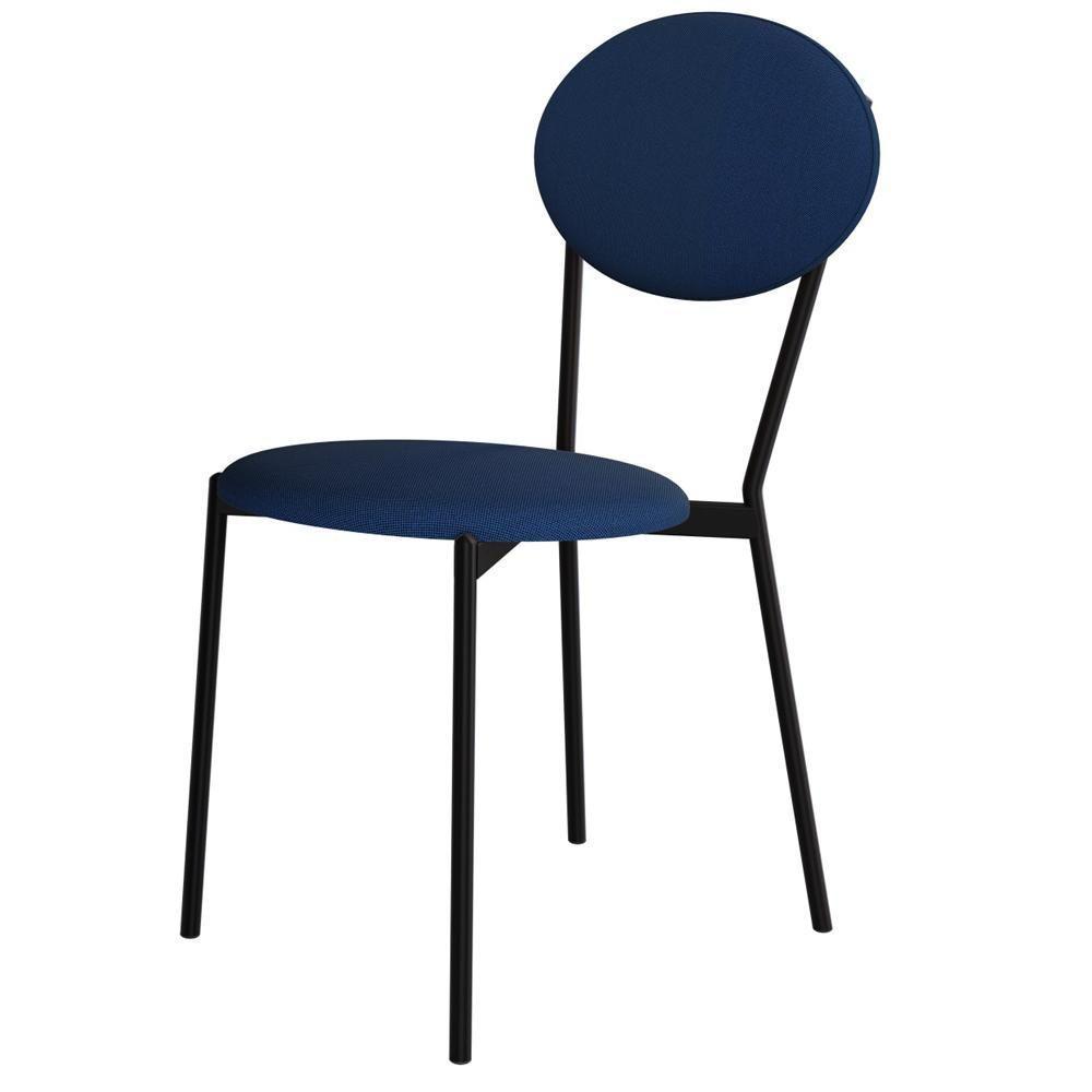 Kit 08 Cadeiras Estofada Para Sala De Jantar Azuri Preto C01 Linho Azul - Lyam Decor - 8