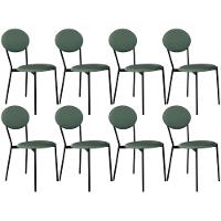 Kit 08 Cadeiras Estofada Para Sala De Jantar Azuri Preto C01 Courino Verde Sálvia - Lyam Decor - 1