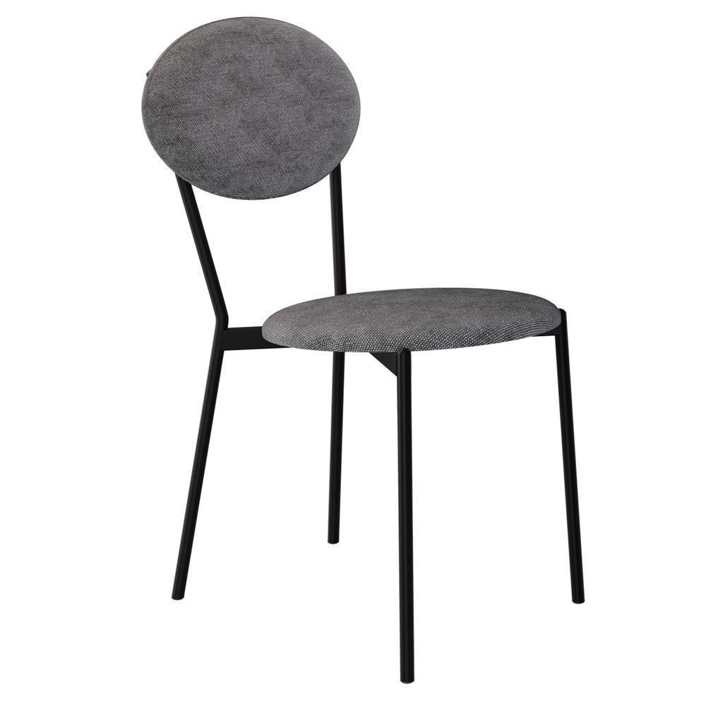 Kit 08 Cadeiras Estofada Para Sala De Jantar Azuri Preto C01 Linho Prata - Lyam Decor - 6