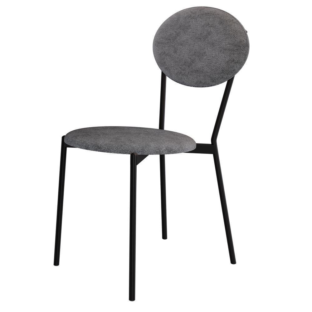 Kit 08 Cadeiras Estofada Para Sala De Jantar Azuri Preto C01 Linho Prata - Lyam Decor - 8