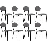 Kit 08 Cadeiras Estofada Para Sala De Jantar Azuri Preto C01 Linho Prata - Lyam Decor - 1