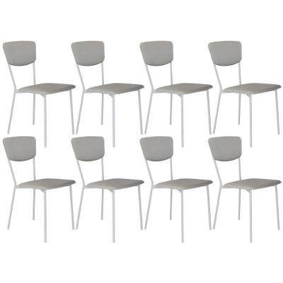 Kit 08 Cadeira Para Sala De Jantar Village Branco C01 Courino Off White - Lyam Decor