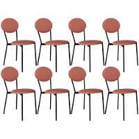 Kit 08 Cadeiras Estofada Para Sala De Jantar Azuri Preto C01 Courino Terra Rosê - Lyam Decor - 1