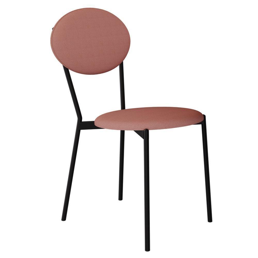 Kit 06 Cadeiras Estofada Para Sala De Jantar Azuri Preto C01 Linho Rosê - Lyam Decor - 6