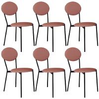 Kit 06 Cadeiras Estofada Para Sala De Jantar Azuri Preto C01 Linho Rosê - Lyam Decor - 1