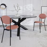 Kit 06 Cadeiras Estofada Para Sala De Jantar Azuri Preto C01 Linho Rosê - Lyam Decor - 2