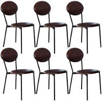 Kit 06 Cadeiras Estofada Para Sala De Jantar Azuri Preto C01 Courino Café - Lyam Decor - 1