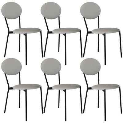 Kit 06 Cadeiras Estofada Para Sala De Jantar Azuri Preto C01 Courino Off White - Lyam Decor