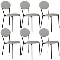 Kit 06 Cadeiras Estofada Para Sala De Jantar Azuri Preto C01 Courino Off White - Lyam Decor - 1