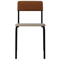 Kit 06 Cadeiras Estofada Para Sala De Jantar Sense Preto C01 Linho Palha Courino Caramelo - Lyam Decor - 3