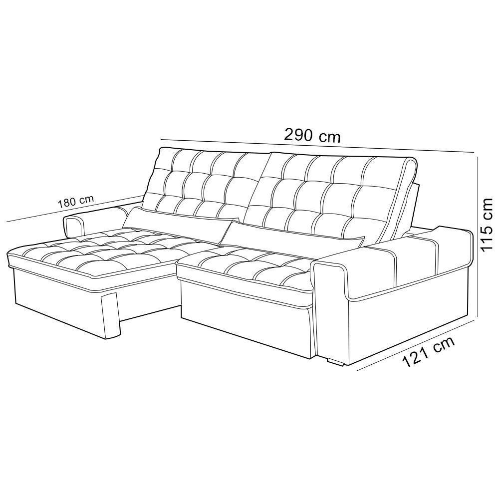 Sofá Retrátil Reclinável Para Sala 4 Lugares 290cm Nebrasca F04 Veludo Cinza Escuro - Lyam Decor - 4