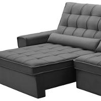 Sofá Retrátil Reclinável Para Sala 4 Lugares 290cm Nebrasca F04 Veludo Cinza Escuro - Lyam Decor - 6