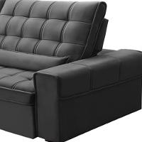 Sofá Retrátil Reclinável Para Sala 4 Lugares 290cm Nebrasca F04 Veludo Cinza Escuro - Lyam Decor - 7