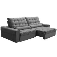 Sofá Retrátil Reclinável Para Sala 4 Lugares 290cm Nebrasca F04 Veludo Cinza Claro - Lyam Decor - 5