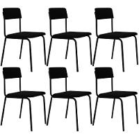 Kit 06 Cadeiras Estofada Para Sala De Jantar Sense Preto C01 Linho Preto - Lyam Decor - 1