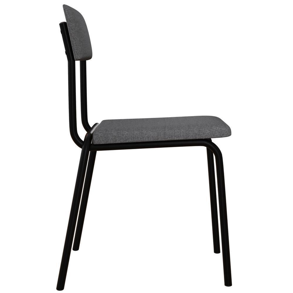 Kit 06 Cadeiras Estofada Para Sala De Jantar Sense Preto C01 Linho Cinza Claro - Lyam Decor - 6