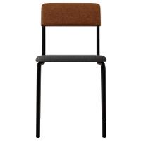 Kit 06 Cadeiras Estofada Para Sala De Jantar Sense Preto C01 Linho Cinza Claro Courino Caramelo - Lyam Decor - 3