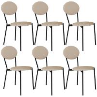 Kit 06 Cadeiras Estofada Para Sala De Jantar Azuri Preto C01 Linho Areia - Lyam Decor - 1