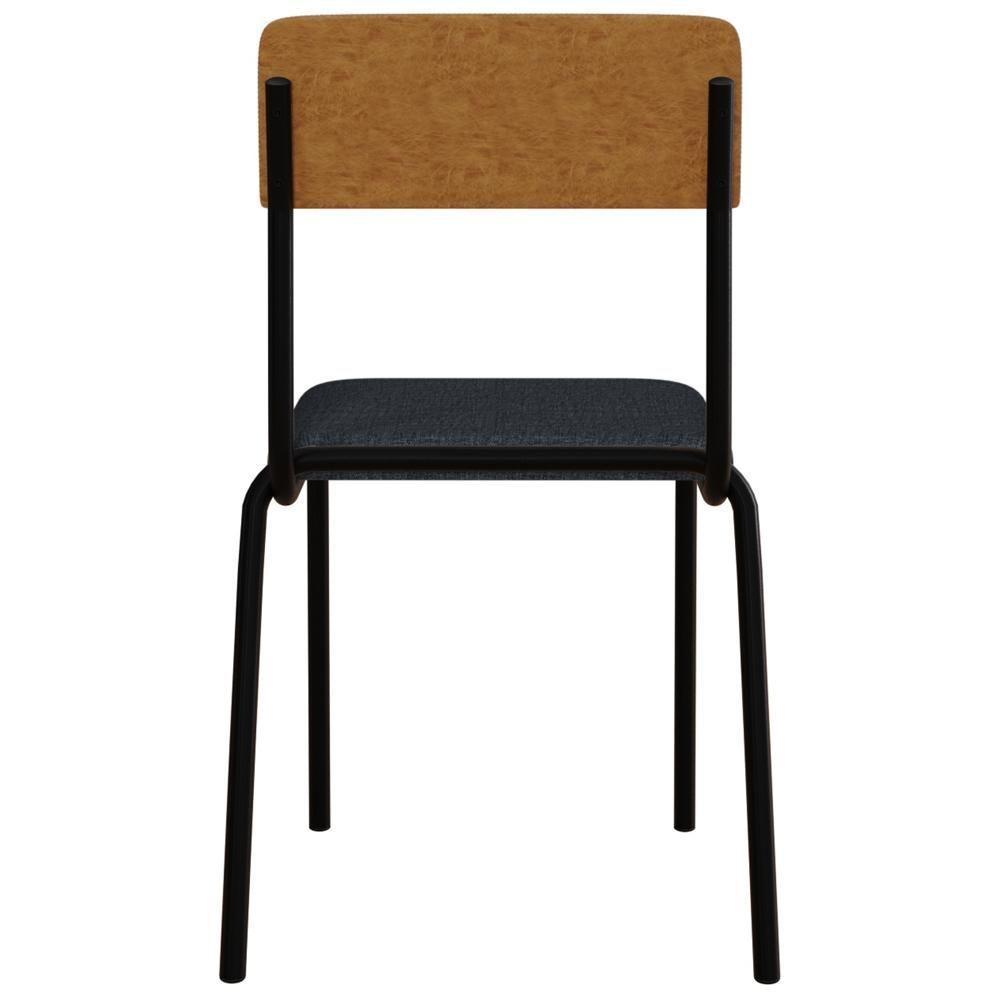 Kit 06 Cadeiras Estofada Para Sala De Jantar Sense Preto C01 Linho Cinza Courino Caramelo - Lyam Decor - 7