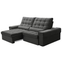 Sofá Retrátil Reclinável Para Sala 3 Lugares 230cm Nebrasca F04 Veludo Cinza Escuro - Lyam Decor - 1