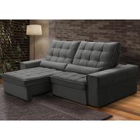 Sofá Retrátil Reclinável Para Sala 3 Lugares 230cm Nebrasca F04 Veludo Cinza Escuro - Lyam Decor - 2