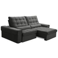 Sofá Retrátil Reclinável Para Sala 3 Lugares 230cm Nebrasca F04 Veludo Cinza Escuro - Lyam Decor - 5