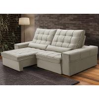 Sofá Retrátil Reclinável Para Sala 3 Lugares 250cm Nebrasca F04 Veludo Bege - Lyam Decor - 2