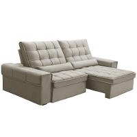 Sofá Retrátil Reclinável Para Sala 3 Lugares 250cm Nebrasca F04 Veludo Bege - Lyam Decor - 5