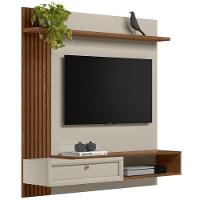 Painel Para Tv 55 Pol Com Bancada Suspensa Sollare L05 Freijó Off White - Lyam Decor - 1