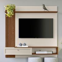 Painel Para Tv 55 Pol Com Bancada Suspensa Sollare L05 Freijó Off White - Lyam Decor - 2