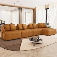 Sofá 5 Lugares Com Chaise Direito Sala Living 394cm Arlo F04 Couríssimo Whisky - Lyam Decor - 2