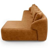 Sofá 5 Lugares Com Chaise Direito Sala Living 394cm Arlo F04 Couríssimo Whisky - Lyam Decor - 6