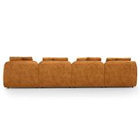 Sofá 5 Lugares Com Chaise Direito Sala Living 394cm Arlo F04 Couríssimo Whisky - Lyam Decor - 8