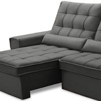 Sofá Retrátil Reclinável Para Sala 3 Lugares 210cm Nebrasca F04 Veludo Cinza Escuro - Lyam Decor - 6