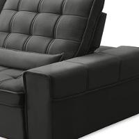 Sofá Retrátil Reclinável Para Sala 3 Lugares 210cm Nebrasca F04 Veludo Cinza Escuro - Lyam Decor - 7