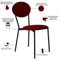 Kit 08 Cadeiras Estofada Para Sala De Jantar Azuri Preto C01 Veludo Vermelho Vinho - Lyam Decor