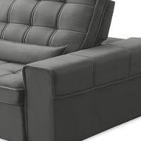 Sofá Retrátil Reclinável Para Sala 3 Lugares 210cm Nebrasca F04 Veludo Cinza Claro - Lyam Decor - 2