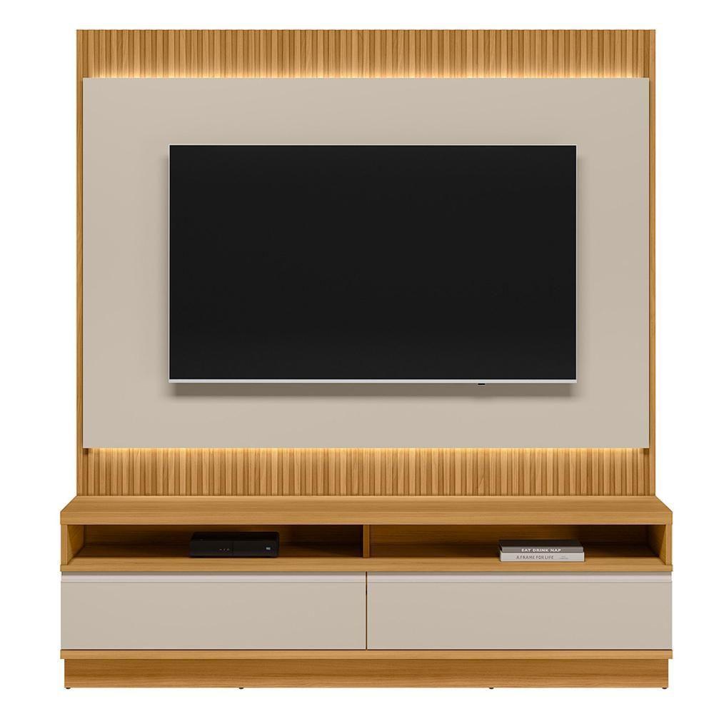 Rack Para Sala Com Painel Para Tv 70 Pol Led 180cm Spencer L05 Tauari Off White Fosco - Lyam Decor - 3