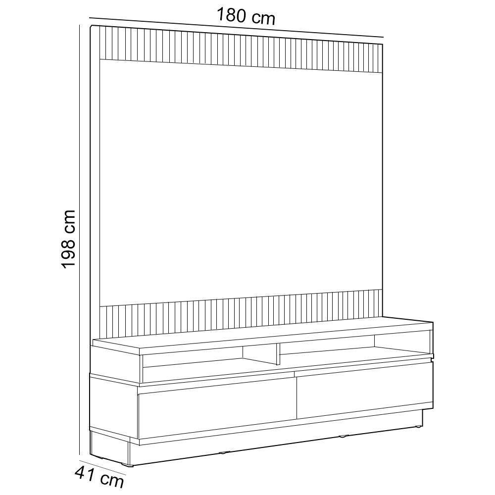 Rack Para Sala Com Painel Para Tv 70 Pol Led 180cm Spencer L05 Tauari Off White Fosco - Lyam Decor - 5