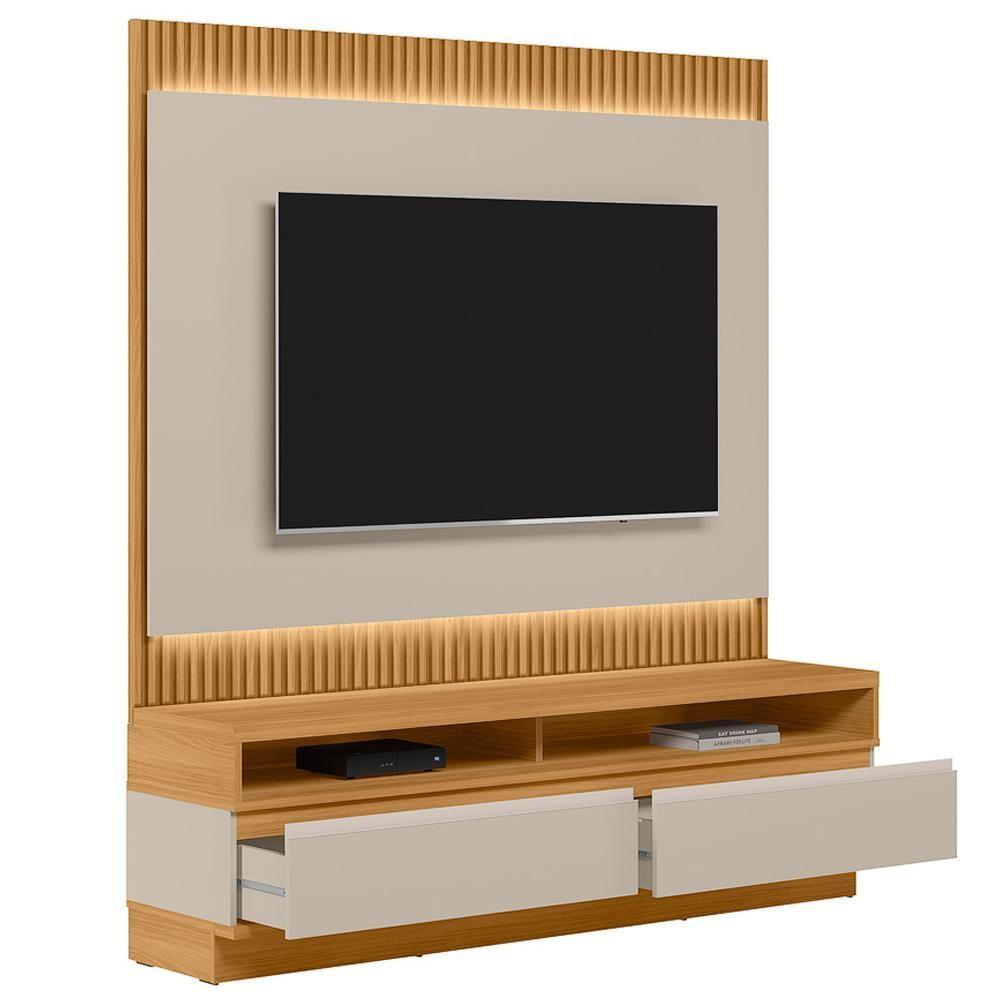 Rack Para Sala Com Painel Para Tv 70 Pol Led 180cm Spencer L05 Tauari Off White Fosco - Lyam Decor - 6